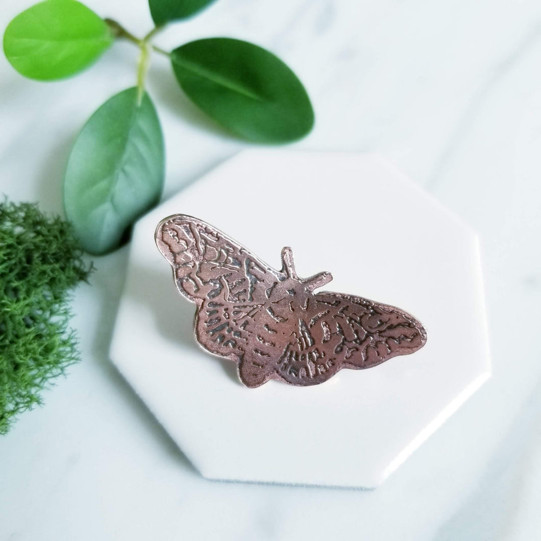 Etched Copper Moth, Bee or Butterfly Brooch,Tie Pin