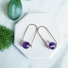 Load image into Gallery viewer, Faceted Amethyst Beads, Rose GF Earrings
