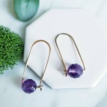 Load image into Gallery viewer, Faceted Amethyst Beads, Rose GF Earrings
