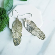 Load image into Gallery viewer, Sterling Silver Forged Feather Dangle Earrings
