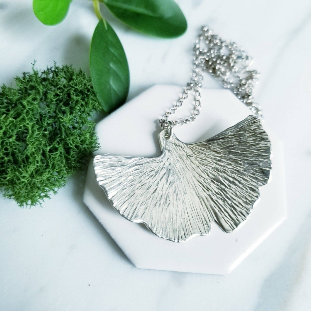 Sterling Silver Ginkgo Leaf Necklace