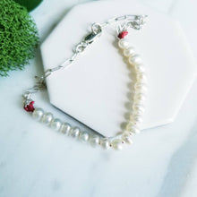 Load image into Gallery viewer, Ivory Freshwater Pearls, Red Waxed Linen Thread Bracelet
