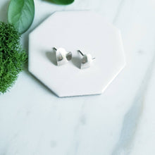 Load image into Gallery viewer, Sterling Silver Matte Finish Brushed Heart Stud Earrings
