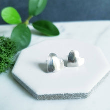 Load image into Gallery viewer, Sterling Silver Matte Finish Brushed Heart Stud Earrings
