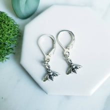 Load image into Gallery viewer, Honey Bee Sterling Silver Dangle Earrings, Lever back
