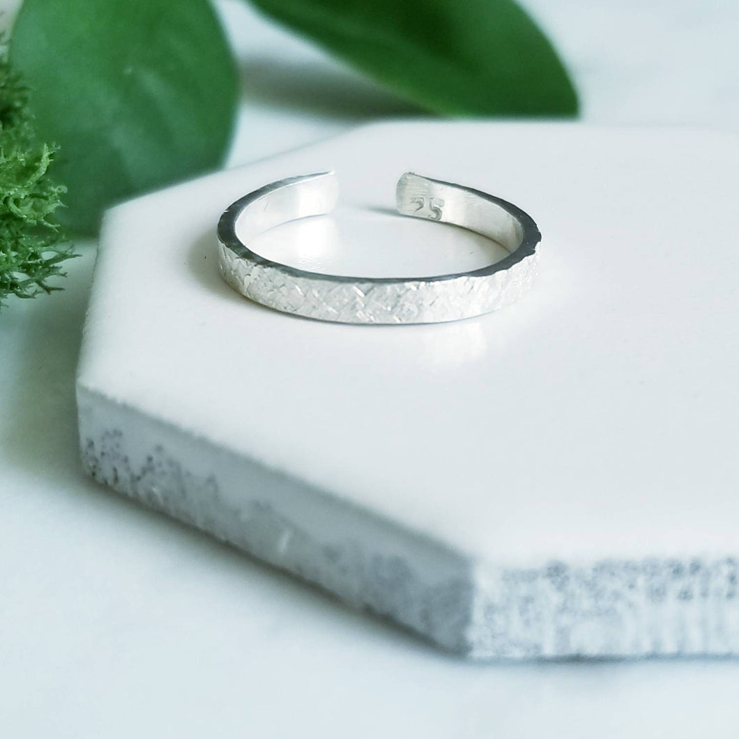 2mm Sterling Silver Toe Ring, Silk Texture Finish