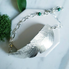 Load image into Gallery viewer, Sterling silver Feather bracelet with Turquoise
