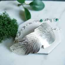 Load image into Gallery viewer, Sterling silver Feather bracelet with Turquoise
