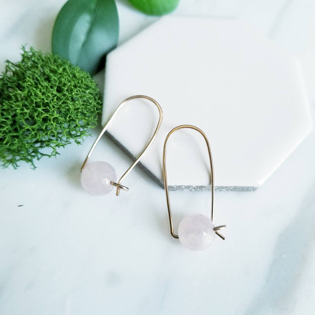 Faceted Rose Quartz Beads, Rose GF Earrings