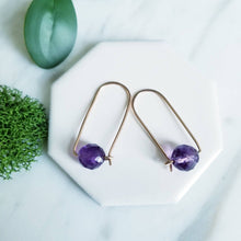 Load image into Gallery viewer, Faceted Amethyst Beads, Rose GF Earrings
