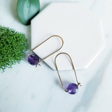 Load image into Gallery viewer, Faceted Amethyst Beads, Rose GF Earrings
