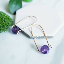 Load image into Gallery viewer, Faceted Amethyst Beads, Rose GF Earrings
