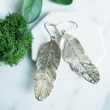 Load image into Gallery viewer, Sterling Silver Forged Feather Dangle Earrings
