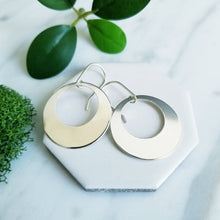 Load image into Gallery viewer, Sterling Silver Disk Earrings Hoop Dangle Earrings
