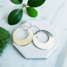 Load image into Gallery viewer, Sterling Silver Disk Earrings Hoop Dangle Earrings
