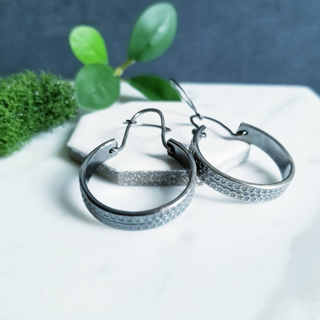 Chunky Sterling Silver Gothic Hoops