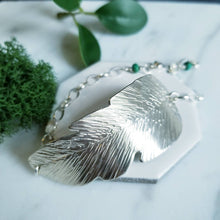 Load image into Gallery viewer, Sterling silver Feather bracelet with Turquoise
