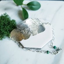 Load image into Gallery viewer, Sterling silver Feather bracelet with Turquoise
