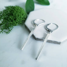 Load image into Gallery viewer, Long Square Sterling Silver Bar Drop Earrings
