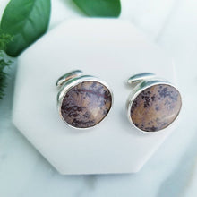 Load image into Gallery viewer, Chocolate Brown &amp; Tan Stone Sterling Silver Cuff Links
