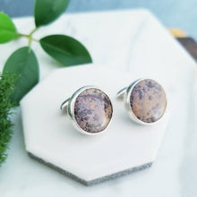 Load image into Gallery viewer, Chocolate Brown &amp; Tan Stone Sterling Silver Cuff Links
