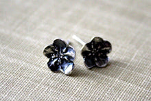 Load image into Gallery viewer, Sterling Silver Forget Me Not Flower Post Earrings -Black Patina or Frosted Sterling
