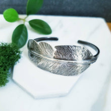 Load image into Gallery viewer, Forged Sterling Silver Feather Cuff
