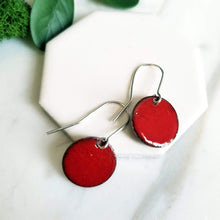 Load image into Gallery viewer, Fused Glass Enamel Disk Earrings
