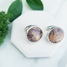 Load image into Gallery viewer, Chocolate Brown &amp; Tan Stone Sterling Silver Cuff Links
