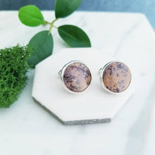 Load image into Gallery viewer, Chocolate Brown &amp; Tan Stone Sterling Silver Cuff Links
