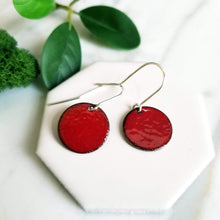 Load image into Gallery viewer, Fused Glass Enamel Disk Earrings
