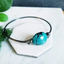 Load image into Gallery viewer, Chunky Turquoise Stone Bangle Sterling Silver
