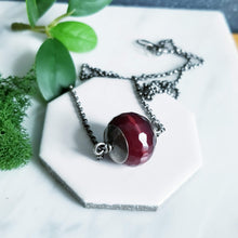 Load image into Gallery viewer, Red Faceted Agate Stone Sterling Silver Necklace Red Droplets
