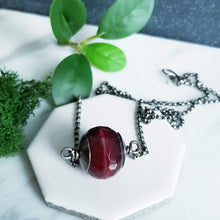 Load image into Gallery viewer, Red Faceted Agate Stone Sterling Silver Necklace Red Droplets
