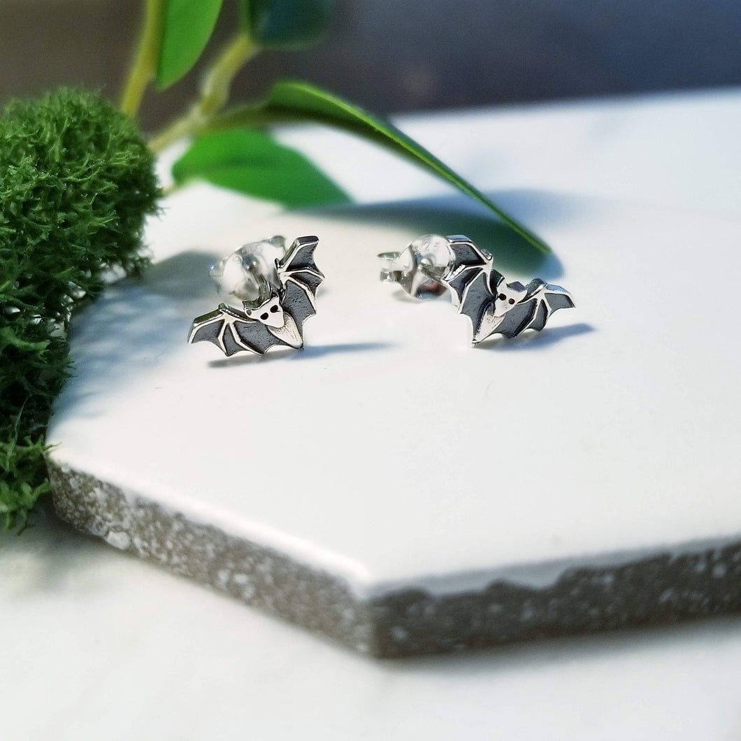 Sterling Silver Bat Post, Stud Earrings