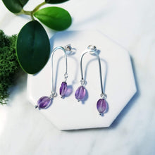 Load image into Gallery viewer, Lilac Amethyst Double Drop Earrings
