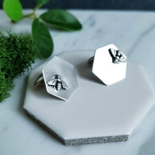 Load image into Gallery viewer, Sterling Silver Bee Honeycomb Cuff Links
