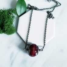 Load image into Gallery viewer, Red Faceted Agate Stone Sterling Silver Necklace Red Droplets
