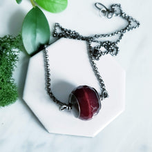 Load image into Gallery viewer, Red Faceted Agate Stone Sterling Silver Necklace Red Droplets
