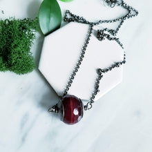 Load image into Gallery viewer, Red Faceted Agate Stone Sterling Silver Necklace Red Droplets
