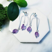 Load image into Gallery viewer, Lilac Amethyst Double Drop Earrings
