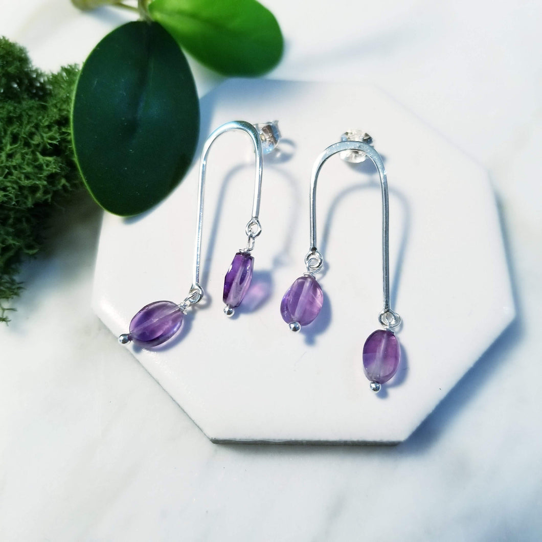 Lilac Amethyst Double Drop Earrings