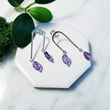 Load image into Gallery viewer, Lilac Amethyst Double Drop Earrings
