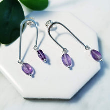 Load image into Gallery viewer, Lilac Amethyst Double Drop Earrings
