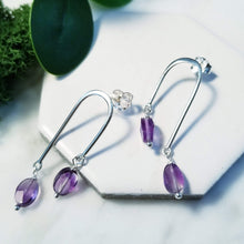 Load image into Gallery viewer, Lilac Amethyst Double Drop Earrings
