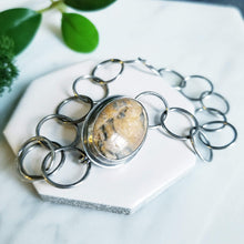 Load image into Gallery viewer, Sterling Silver, Oval Jasper Cabochon, Handmade Link Bracelet
