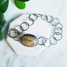 Load image into Gallery viewer, Sterling Silver, Oval Jasper Cabochon, Handmade Link Bracelet
