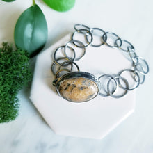 Load image into Gallery viewer, Sterling Silver, Oval Jasper Cabochon, Handmade Link Bracelet
