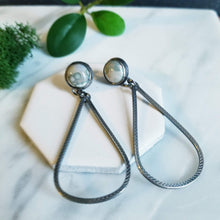 Load image into Gallery viewer, Green and Gray Ocean Jasper Teardrop Earrings
