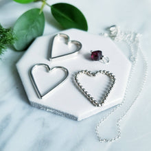 Load image into Gallery viewer, Heart Charms, Ruby Red Garnet Sterling Silver Necklace Valentine
